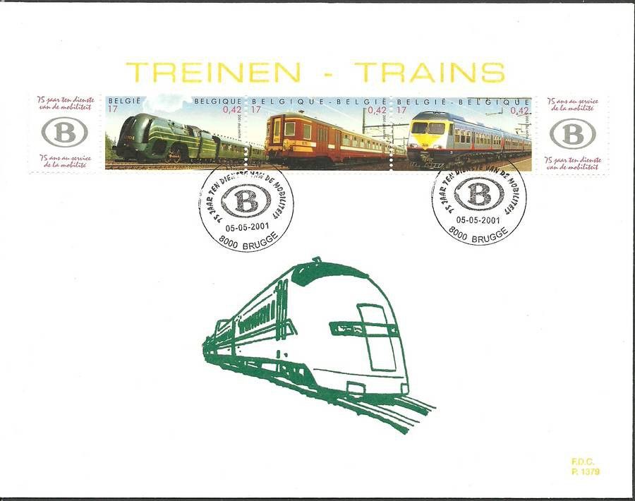 Znaczek Belgia 2001 Mi 3043-3045 FDC