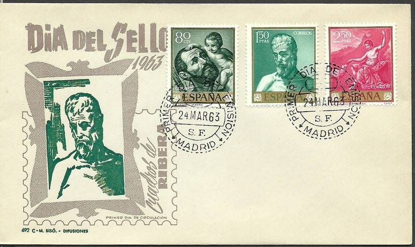 Znaczek Hiszpania 1963 Mi 1387+1389-1390 FDC