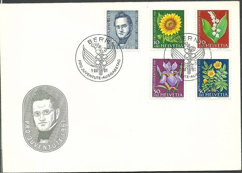 Znaczek Szwajcaria 1961 Mi 742-746 FDC