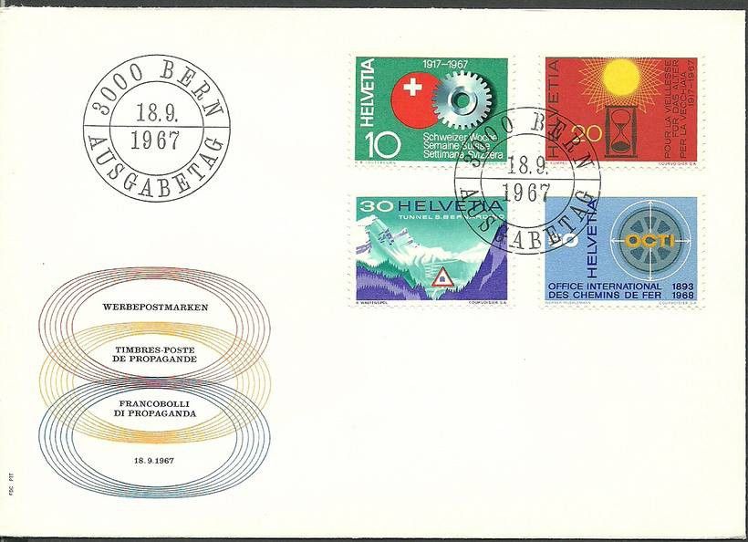 Znaczek Szwajcaria 1967 Mi 858-861 FDC