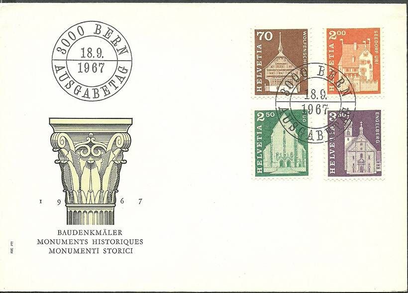 Znaczek Szwajcaria 1967 Mi 862-865 FDC
