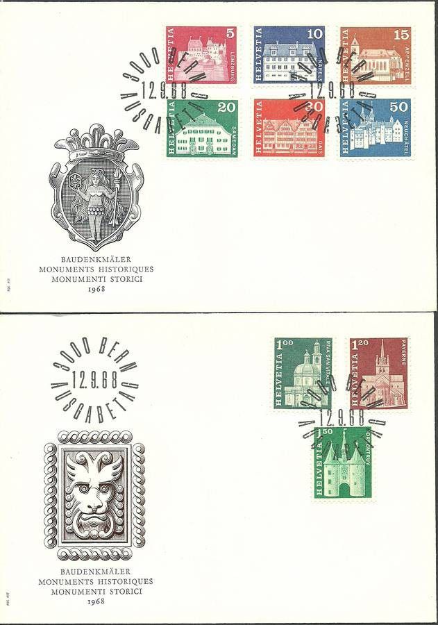Znaczek Szwajcaria 1968 Mi 878-886 FDC