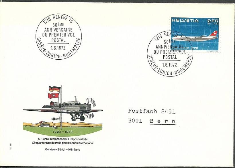 Znaczek Szwajcaria 1972 Mi adr 968 FDC