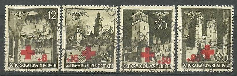 Znaczek Generalna Gubernia / GG 1940 Mi 52-55 Fi 52-55 Stemplowane