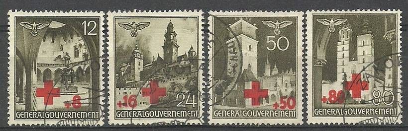 Znaczek Generalna Gubernia / GG 1940 Mi 52-55 Fi 52-55 Stemplowane
