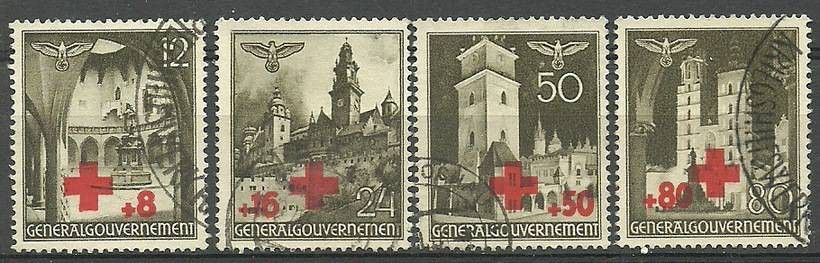 Znaczek Generalna Gubernia / GG 1940 Mi 52-55 Fi 52-55 Stemplowane