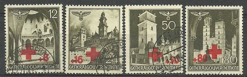 Znaczek Generalna Gubernia / GG 1940 Mi 52-55 Fi 52-55 Stemplowane