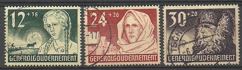 Znaczek Generalna Gubernia / GG 1940 Mi 56-58 Fi 56-58 Stemplowane