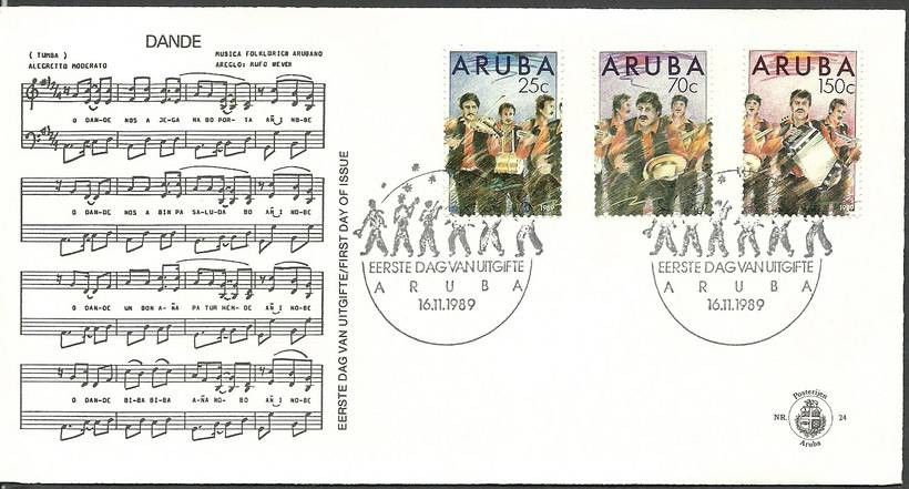 Znaczek Aruba 1989 Mi 67-69 FDC
