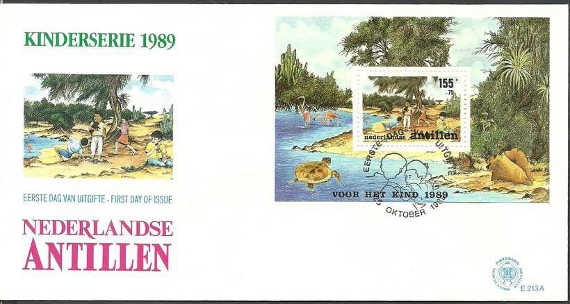 Znaczek Antyle Holenderskie 1989 Mi bl 34 FDC