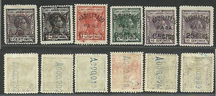 Znaczek Gwinea Równikowa 1908 Mi 55-60ELOBEY Z podlepką *