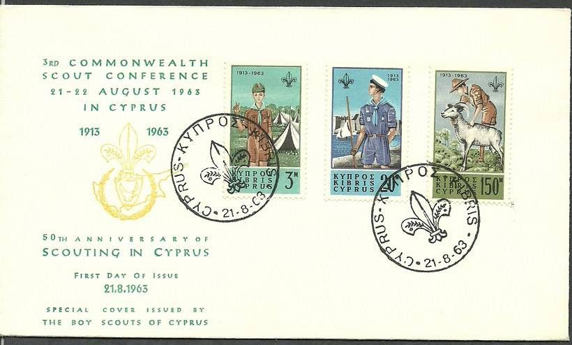 Znaczek Cypr  1963 Mi 220-222 FDC