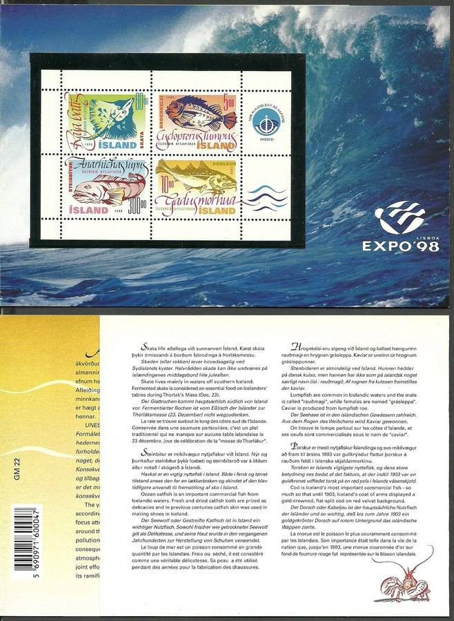 Znaczek Islandia 1998 Mi bl 21 Czyste **