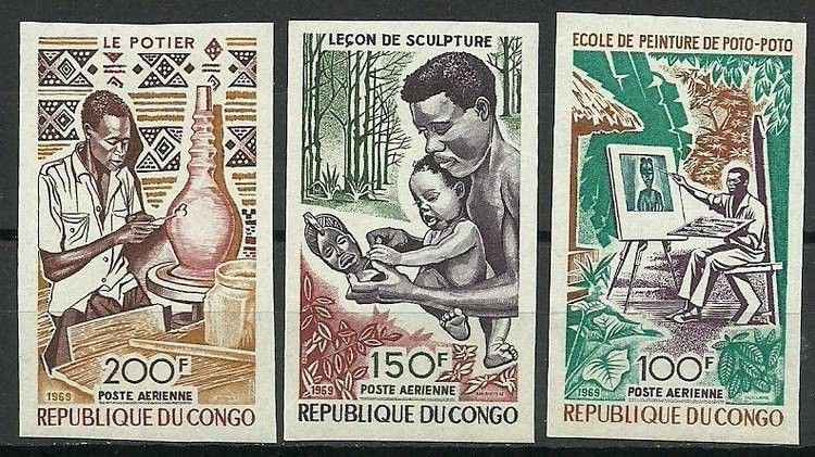 Znaczek Kongo 1970 Mi 207-209B Czyste **