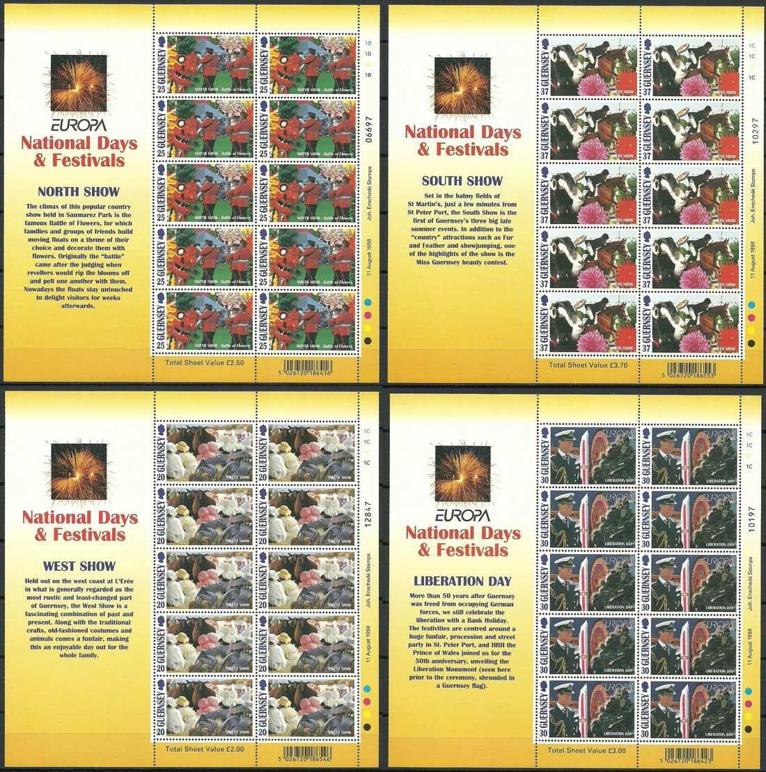 Znaczek Guernsey 1998 Mi ark 782-785 Czyste **