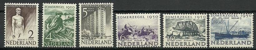 Znaczek Holandia 1950 Mi 552-557 Z podlepką *