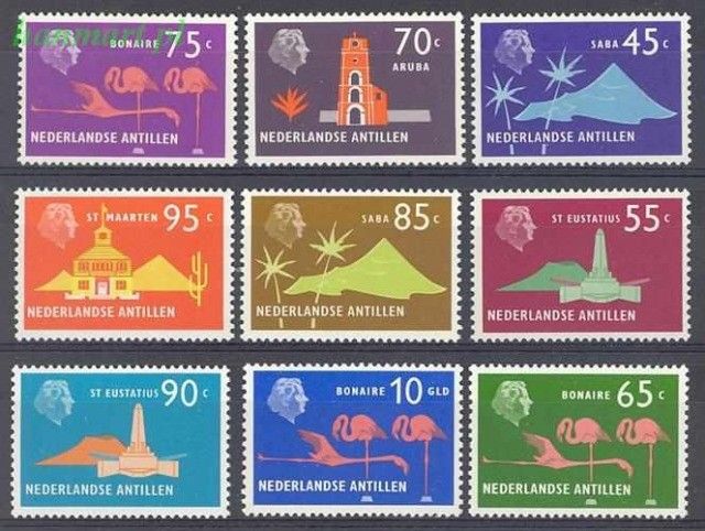 Znaczek Antyle Holenderskie 1973 Mi 254-262 Czyste **