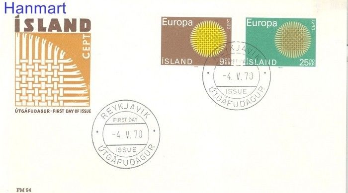 Znaczek Islandia 1970 Mi 442-443 FDC