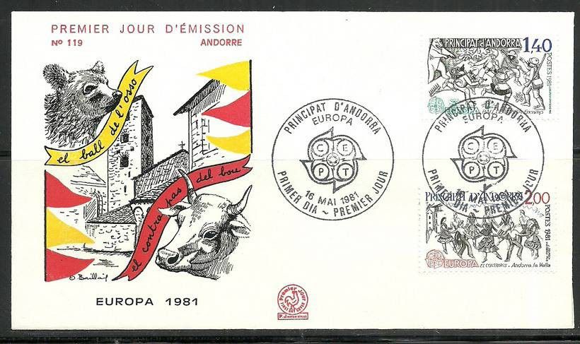 Znaczek Andora Francuska 1981 Mi 313-314 FDC