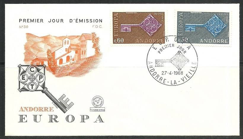 Znaczek Andora Francuska 1968 Mi 208-209 FDC