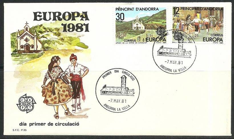 Znaczek Andora Hiszpańska 1981 Mi 138-139 FDC