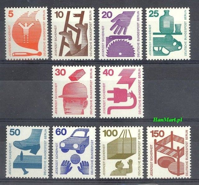Znaczek Berlin Niemcy 1971 Mi 402-411 Czyste **
