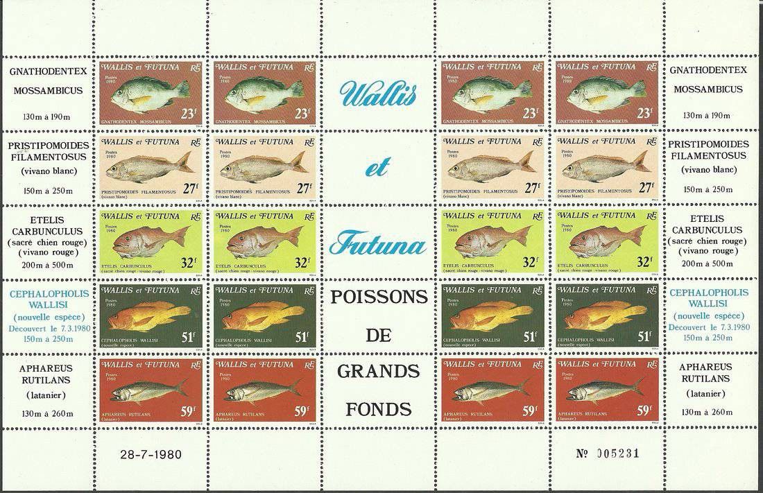 Znaczek Wallis et Futuna 1980 Mi ark 376-380 Czyste **