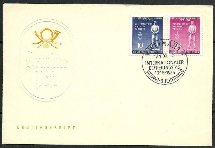 Znaczek NRD / DDR 1955 Mi 459-460 FDC