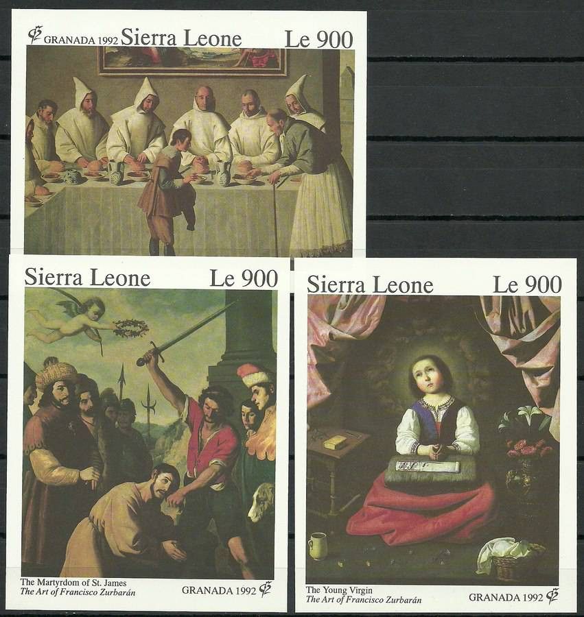 Znaczek Sierra Leone 1992 Mi bl 192-194 Czyste **