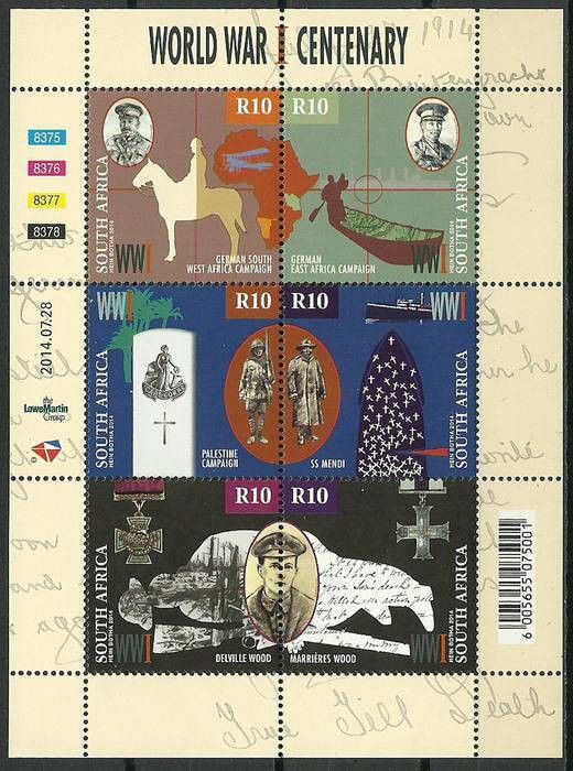 Znaczek Republika Południowej Afryki 2014 Mi ark 2321-2326 Czyste **