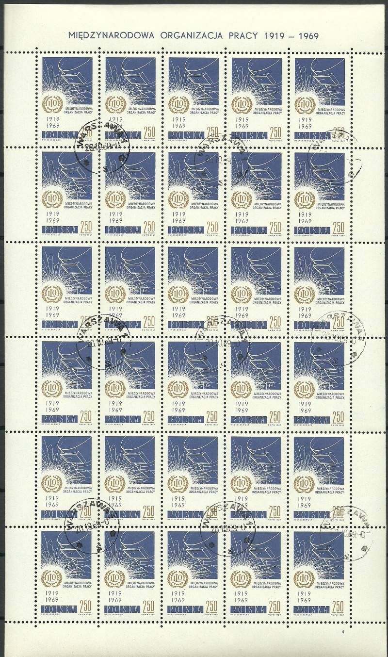 Znaczek Polska 1969 Mi ark 1962 Fi ark 1815 Stemplowane