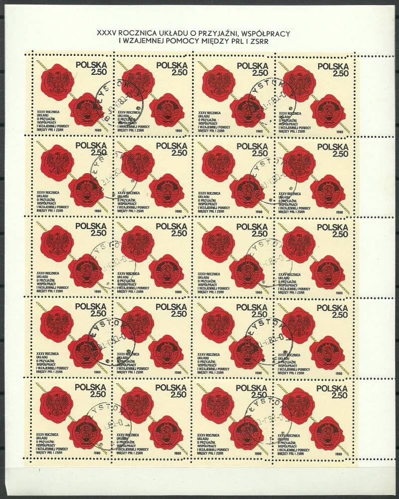 Znaczek Polska 1980 Mi ark 2681 Fi ark 2533 Stemplowane