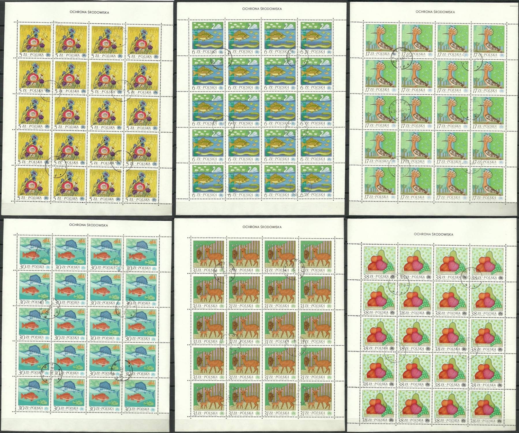 Znaczek Polska 1983 Mi ark 2850-2855 Fi ark 2702-2707 Stemplowane