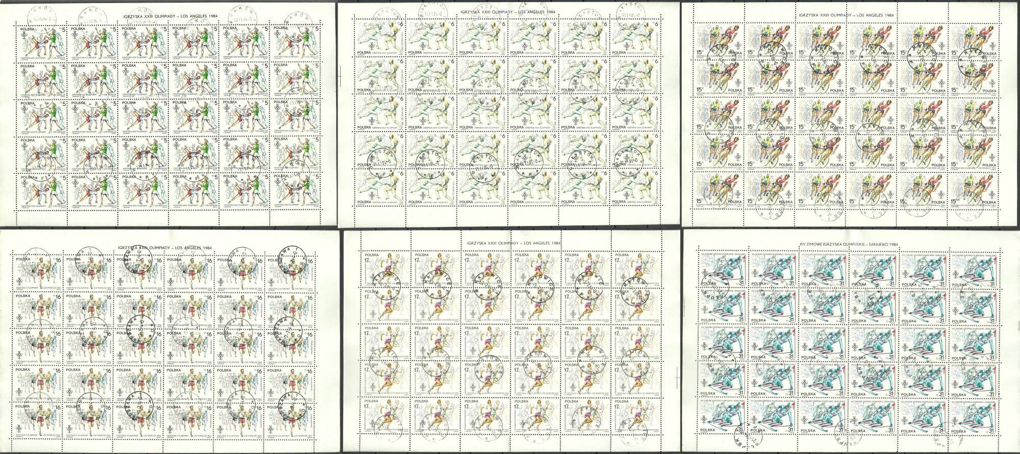 Znaczek Polska 1984 Mi ark 2913-2918 Fi ark 2765-2770 Stemplowane