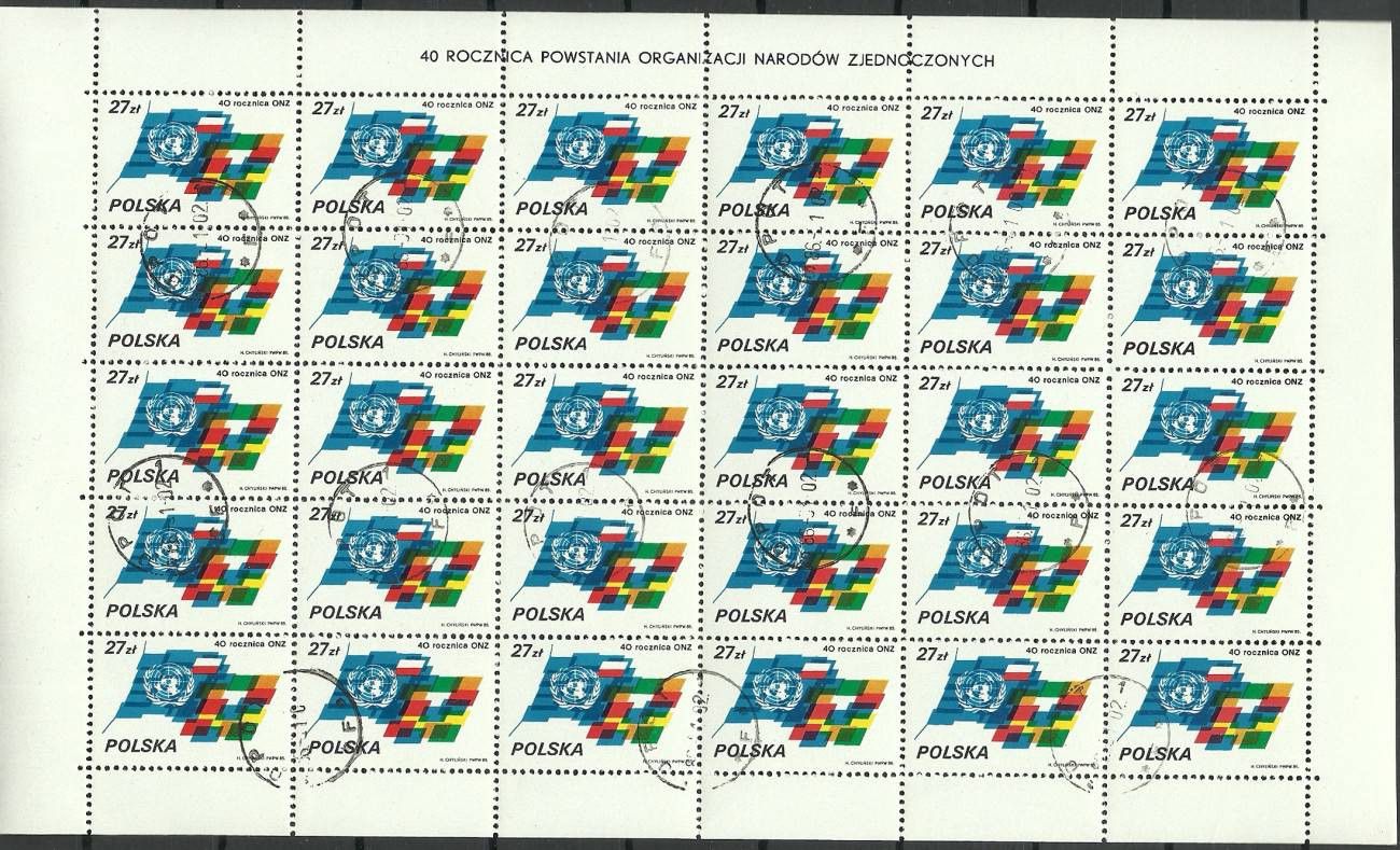 Znaczek Polska 1985 Mi ark 3004 Fi ark 2856 Stemplowane