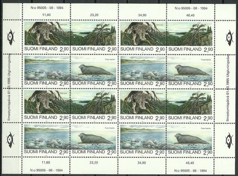 Znaczek Finlandia 1995 Mi ark 1291-1294 Czyste **
