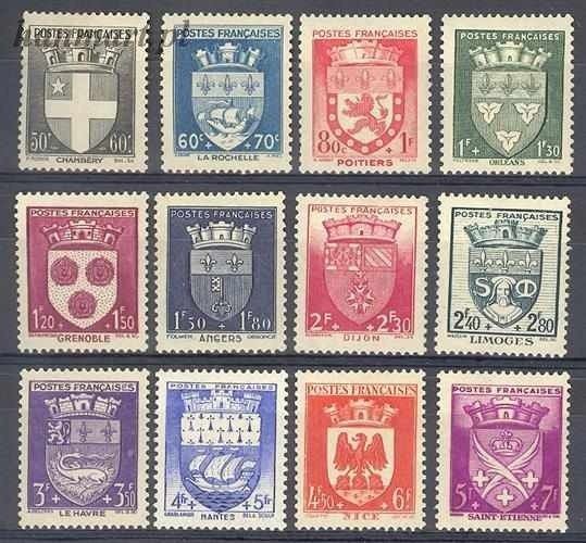 Znaczek Francja 1942 Mi 564-575 Z podlepką *