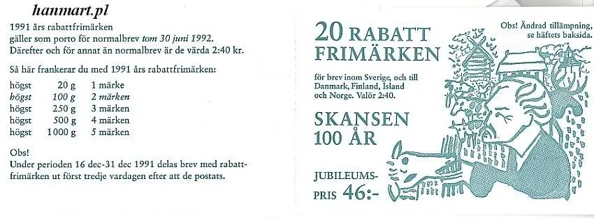 Znaczek Szwecja 1991 Mi mh 160 Czyste **