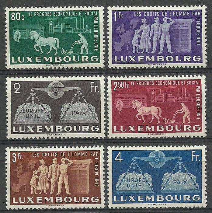 Znaczek Luksemburg 1951 Mi 478-483 Z podlepką *