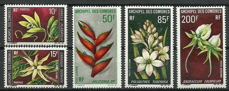 Znaczek Komory 1969 Mi 97-101 Czyste **