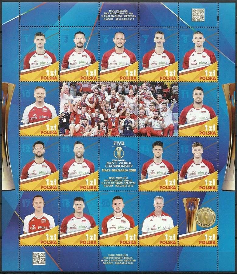 Znaczek Polska 2018 Mi ark 5063-5078 Fi ark 4913-4928 Czyste **