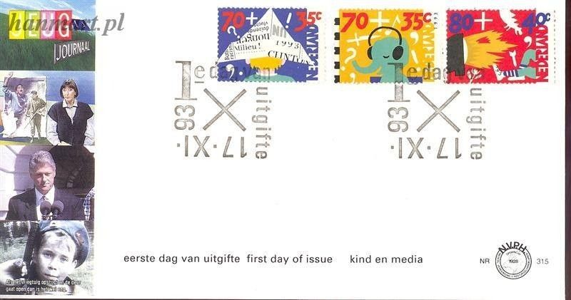 Znaczek Holandia 1993 Mi 1492-1494 FDC