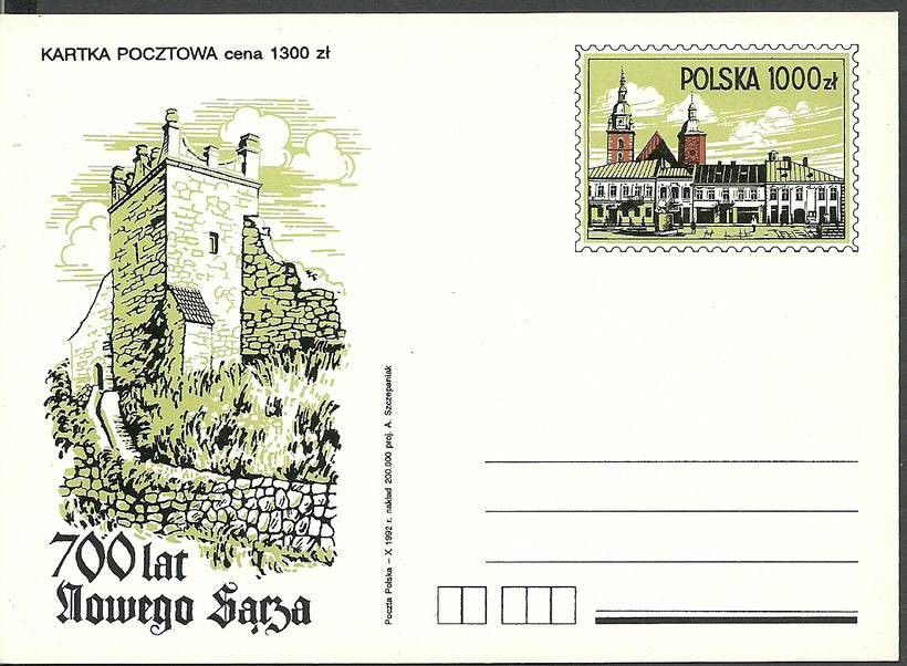 Znaczek Polska 1992 Fi Cp 1029 Całostka pocztowa