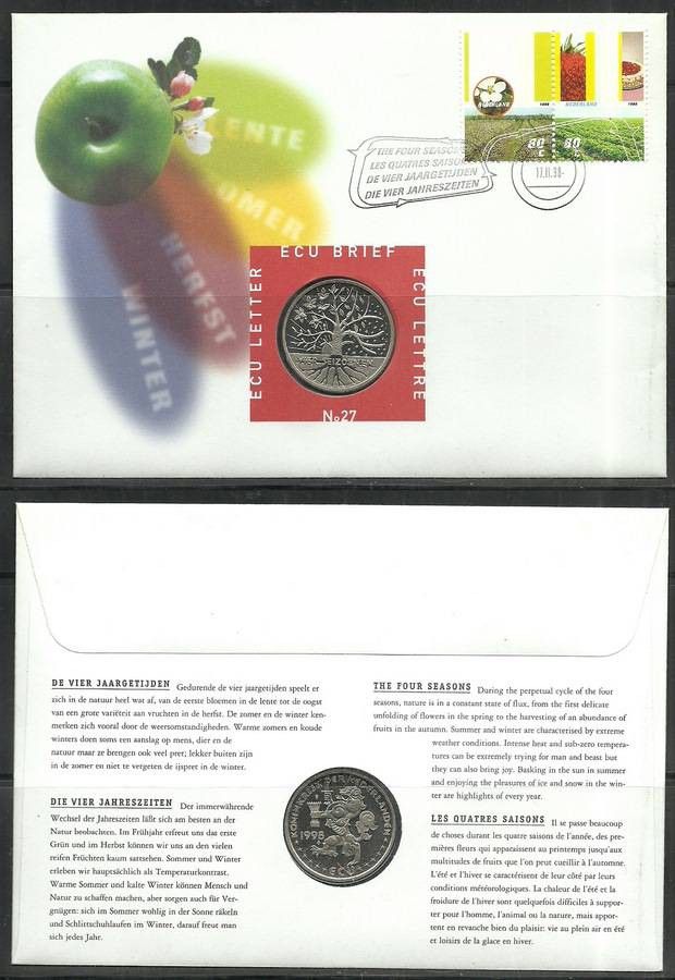 Znaczek Holandia 1998 Mi num 1644-1645 FDC