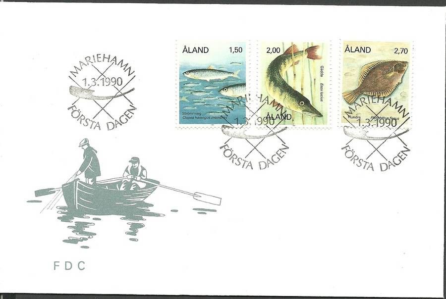 Znaczek Wyspy Alandzkie 1990 Mi 38-40 FDC