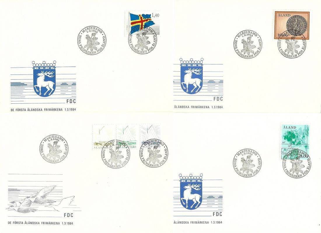 Znaczek Wyspy Alandzkie 1984 Mi 1-3+4+5+6 FDC