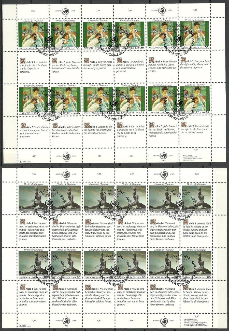 Znaczek Narody Zjednoczone Genewa 1989 Mi ark 180-181 Stemplowane