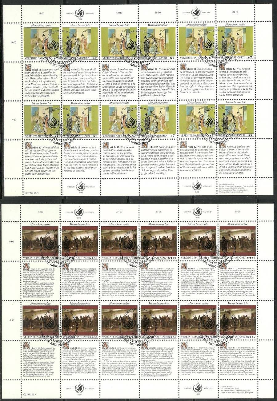 Znaczek Narody Zjednoczone Wiedeń 1990 Mi ark108-109 Stemplowane