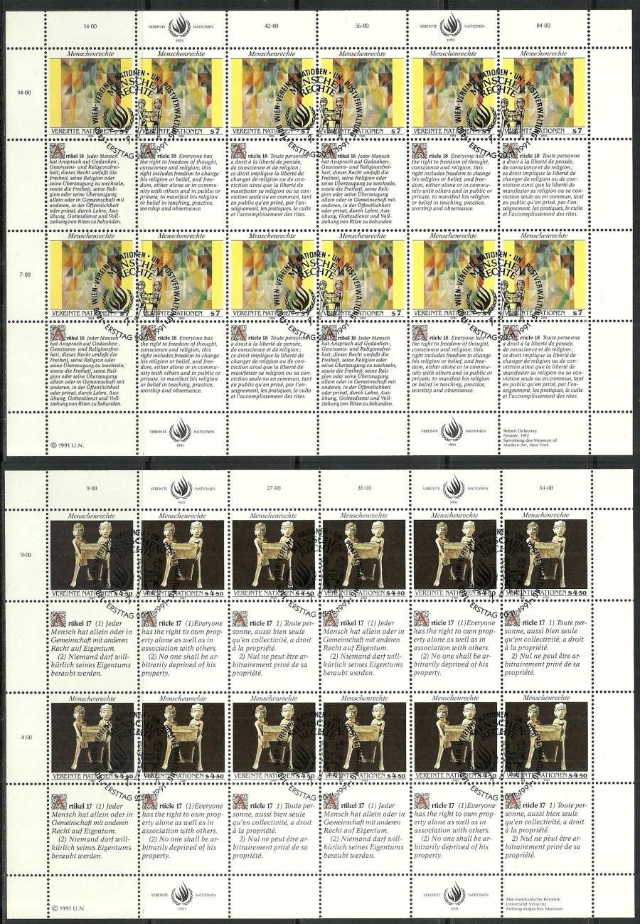 Znaczek Narody Zjednoczone Wiedeń 1991 Mi ark123-124 Stemplowane