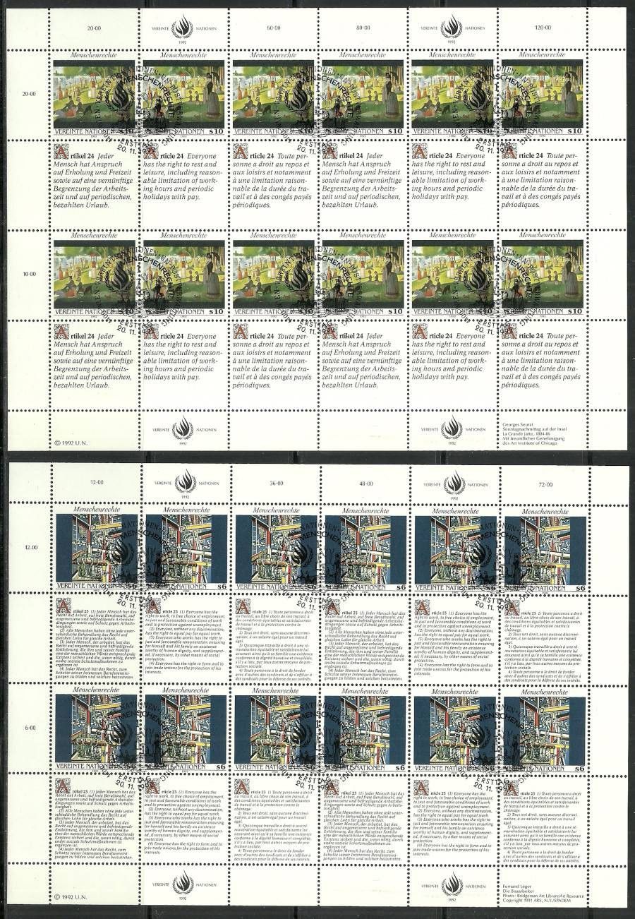 Znaczek Narody Zjednoczone Wiedeń 1992 Mi ark 139-140 Stemplowane